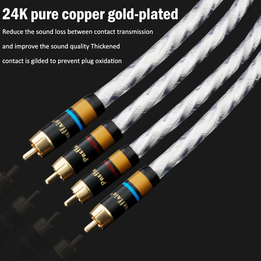 Pair High Quality HiFi OFC Audio Cables RCA Silver-plated Cables Interconnect Wires with Gold-plated RCA Plug, Amplifier Lines