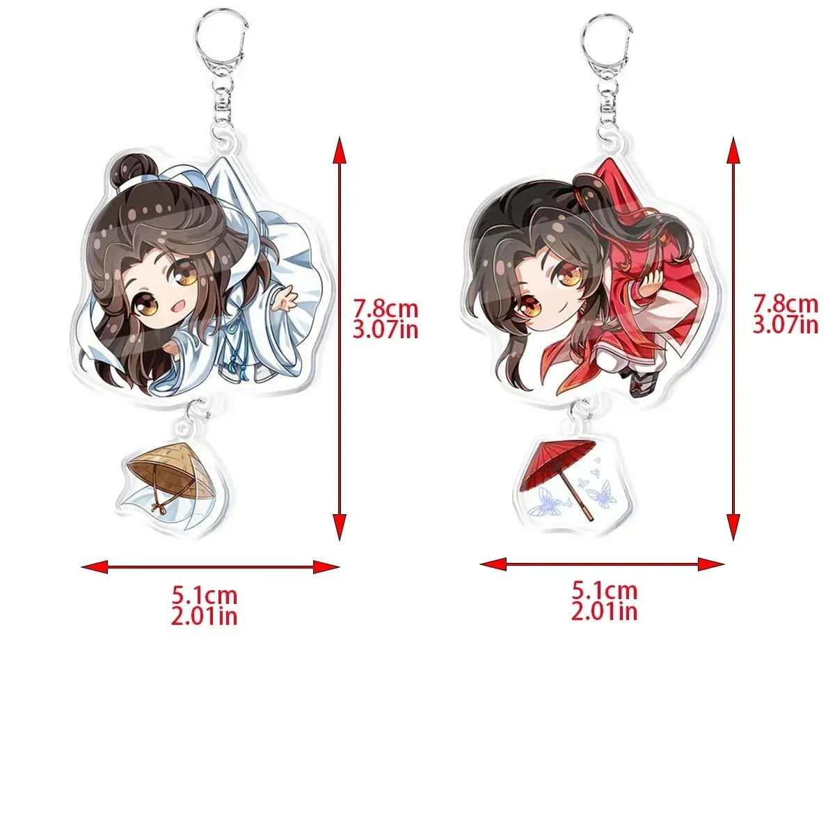 2pcs/set Anime Keychains modaozushi tianguancifu for women Car Accessories Keychain Acrylic Cute Key Chains