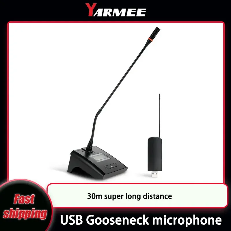 YARMEE Wireless Gooseneck Microphone USB Receiver Desktop Studio Office Meeting Speech Mic Professional Audio Speaker 500-980mhz