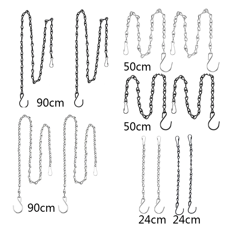 2 قطعة سلاسل معلقة لزهرة وعاء سلة الطيور مغذيات المزارعون الفوانيس الحلي حديقة النباتات الشماعات