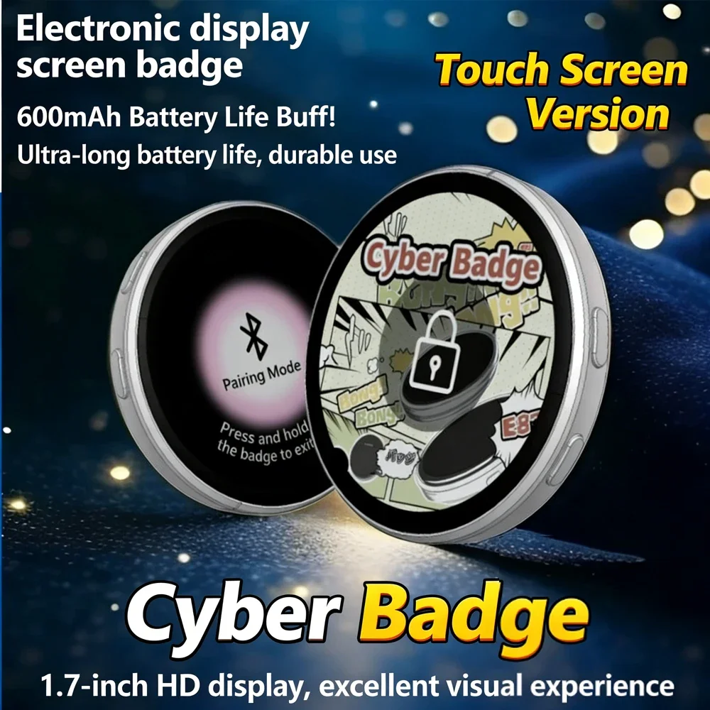 

Anime E-Badge Display Pin Dynamic Electronic Badge Anime Merchandise Digital Display Badge Dynamic Gift For Otaku Fans Friends