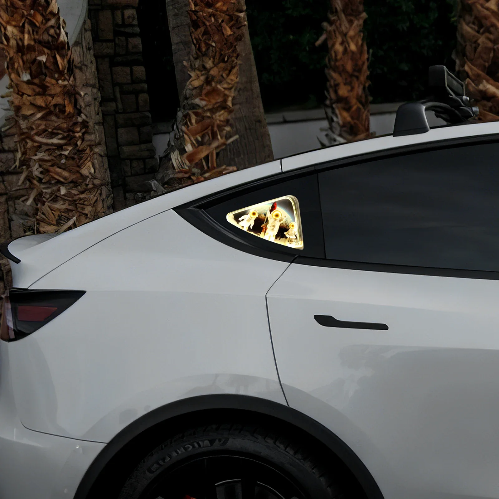 For Tesla Model 3 Model Y 2020–2024 Highlands Car LED Triangle Window Ambient Light Strip Rear Window Decorative Accessories Kit