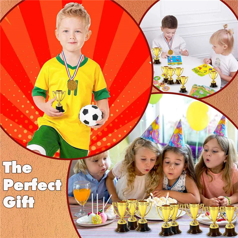 

YSUN-40 Pcs Mini Trophies And 40 Pcs Medals Awards , Winner Medals For Kids And Adults - Perfect For Party Favors
