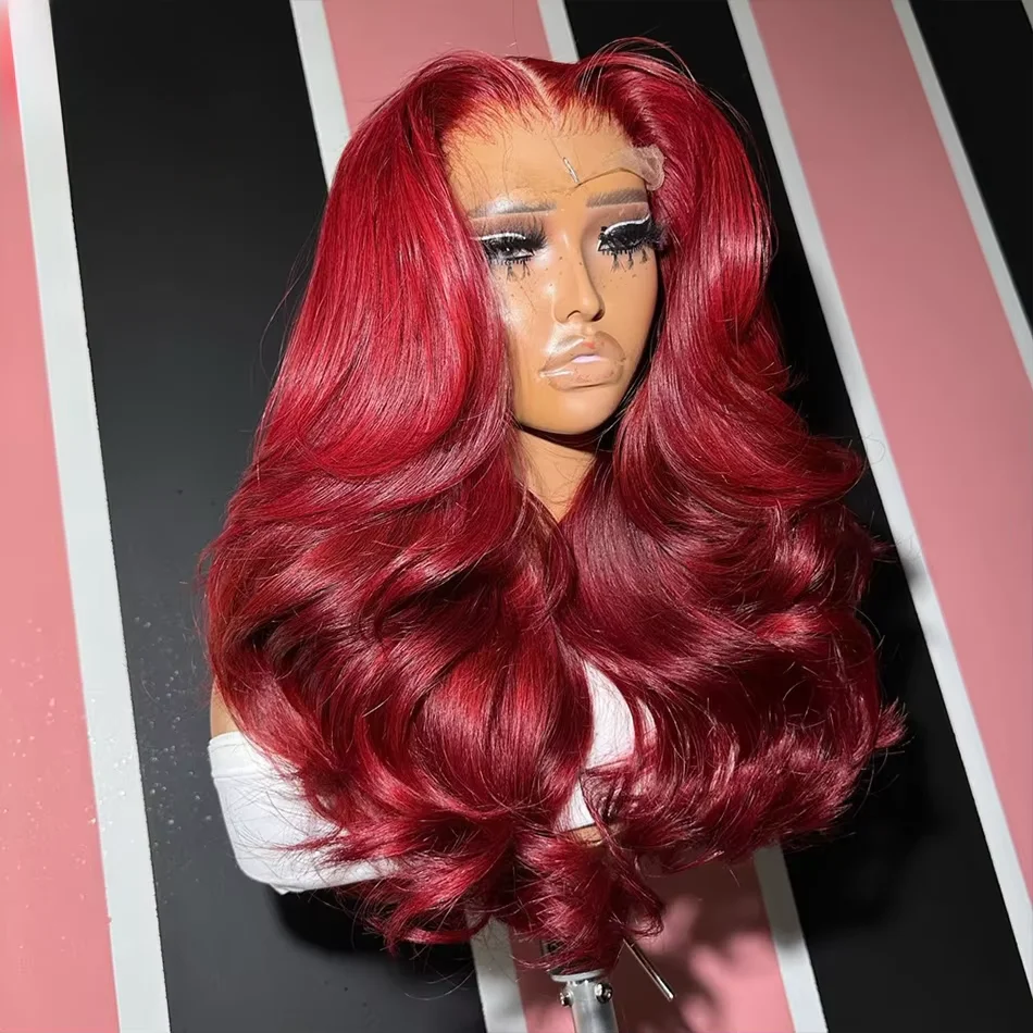 

Парик из натуральных волос 13x6 Burgundy HD Lace Front, цвет 99J винно-красный, 100% Body Wave, с прозрачной фронтальной частью из кружева, 13x4, плотность 250%