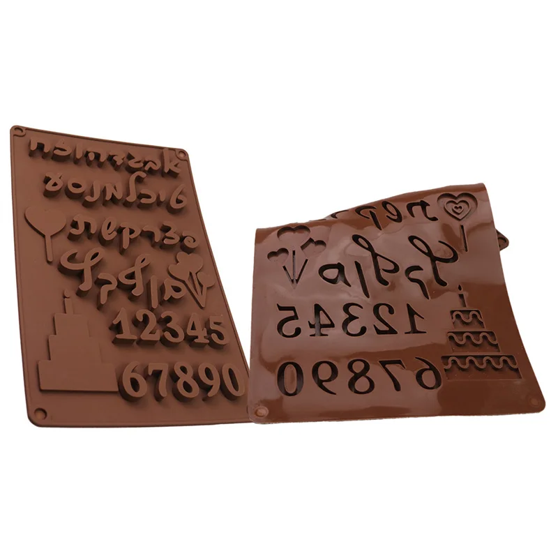 3D Arabic Hebrew Letters Numbers Silicone Mold Alphabet Chocolate Mould Cake Fondant Baking Tray DIY Decorating Tools