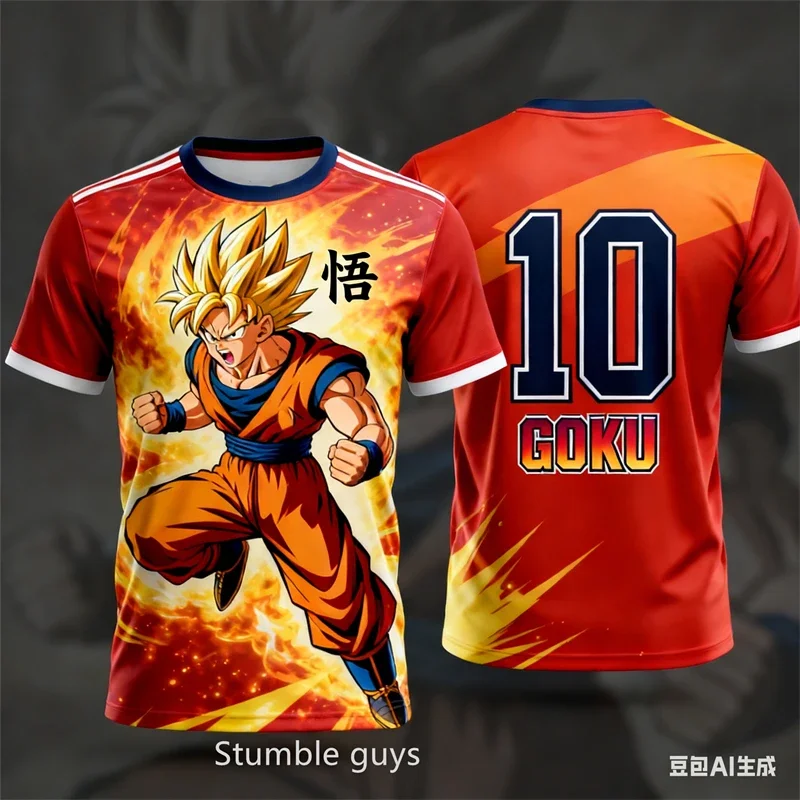 

Летняя футболка Dragon Ball, одежда для мальчиков, детская бейсбольная майка для девочек, женская спортивная одежда Super Saiyan Goku