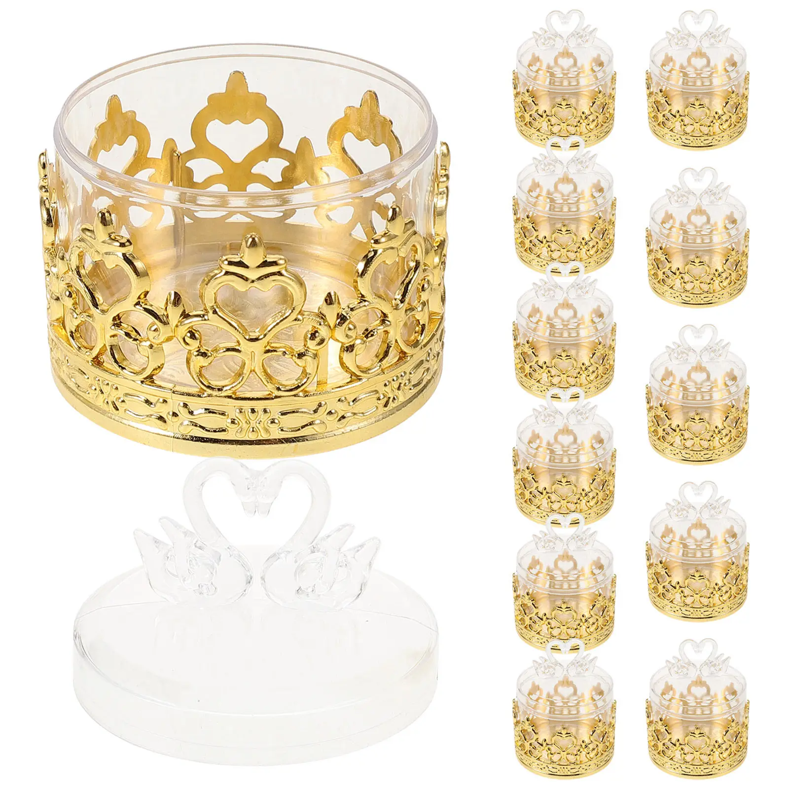 

12 шт. контейнеров для конфет в форме лебедя, элегантные прозрачные пластиковые коробки для подарков на вечеринки, свадьбы, дни рождения, для хранения сладостей и угощений