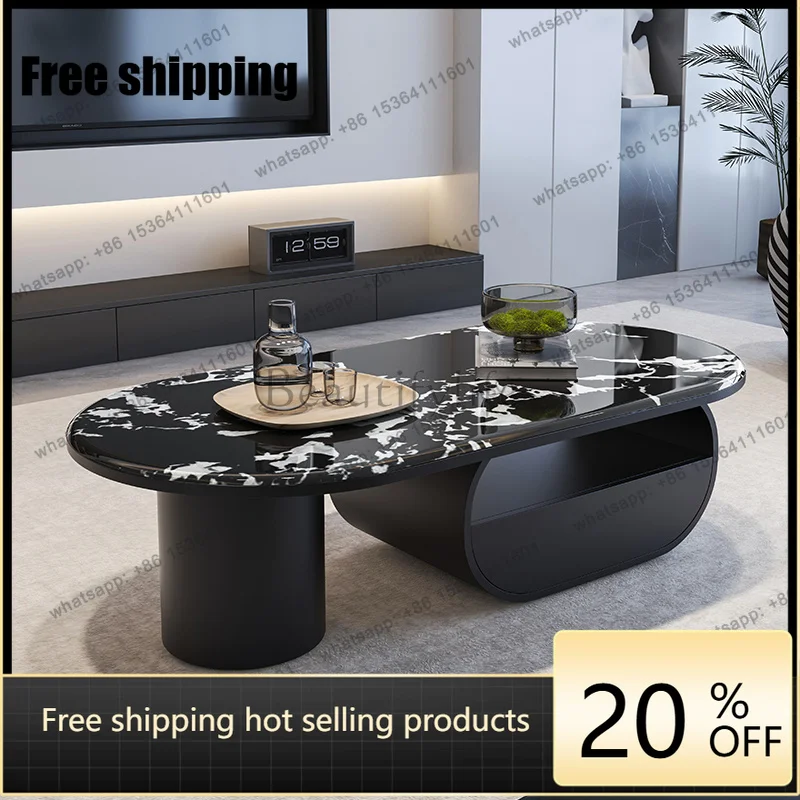 XX.Luxury Extendable Coffee Table Black Decoration Style Minimalist Saving Coffee Table Center Marble Meuble Salon Furniture Hom