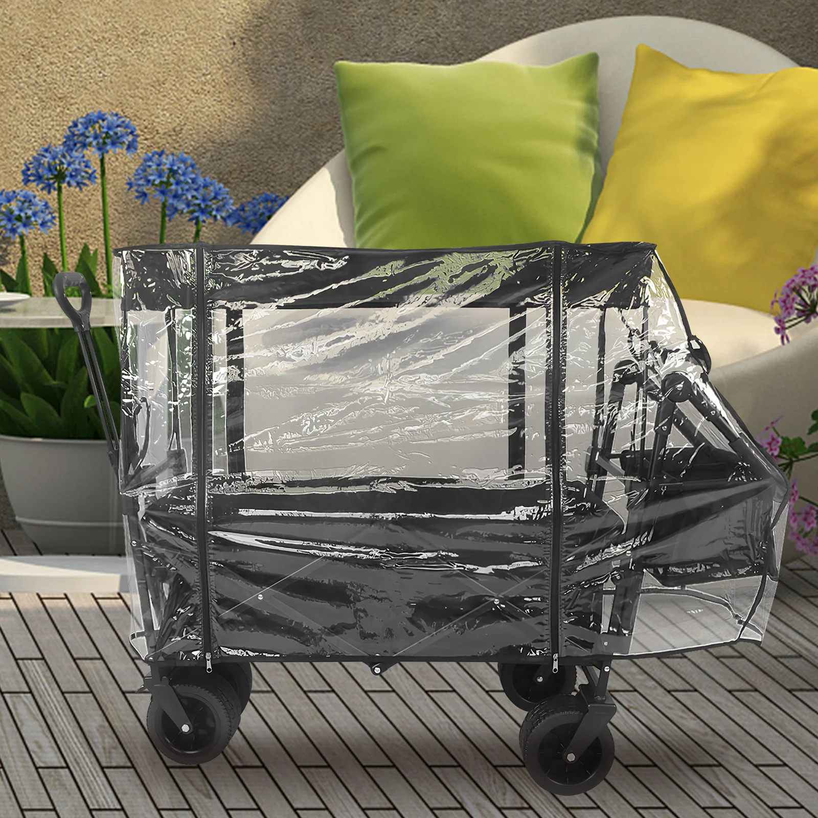 

Universal Waterproof Wagon Rain Cover Clear Foldable Canopy Attachment for Outdoor Camping Garden Cart Protection