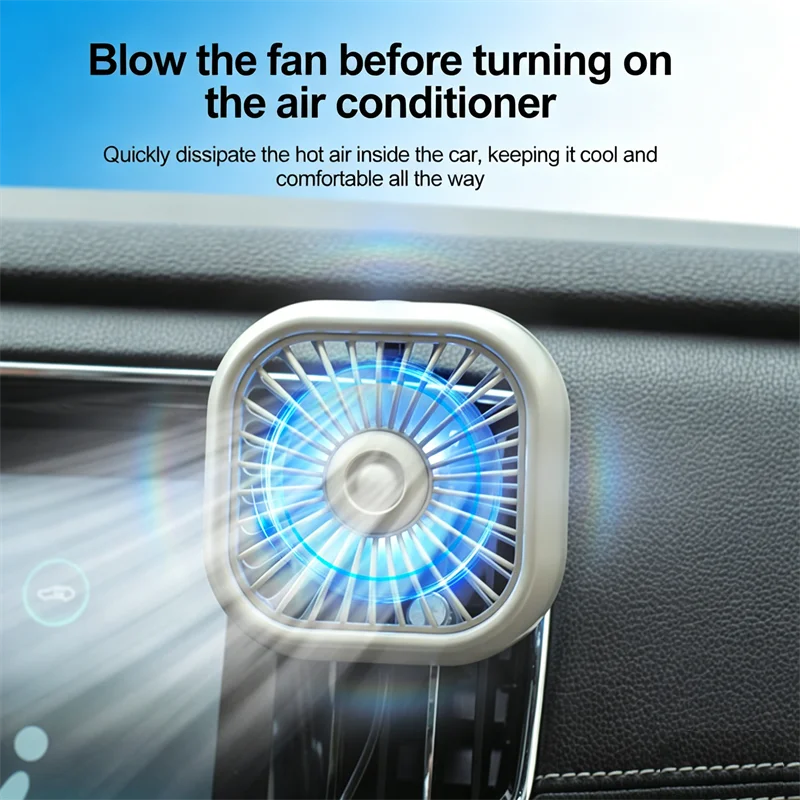 Mini Car Fan Usb Charging Car Air Outlet Electric Fan Multifunctional Led Light Seven-Blade Turbo Fan Car Electronic Supplie