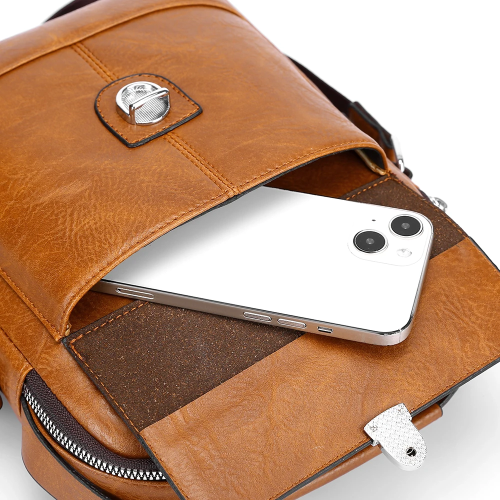 حقيبة كروس رجالية مقاومة للماء للسفر والتنقل في الأعمال التجارية - حقيبة ذات سعة كبيرة مضادة للسرقة من جلد البولي يوريثان