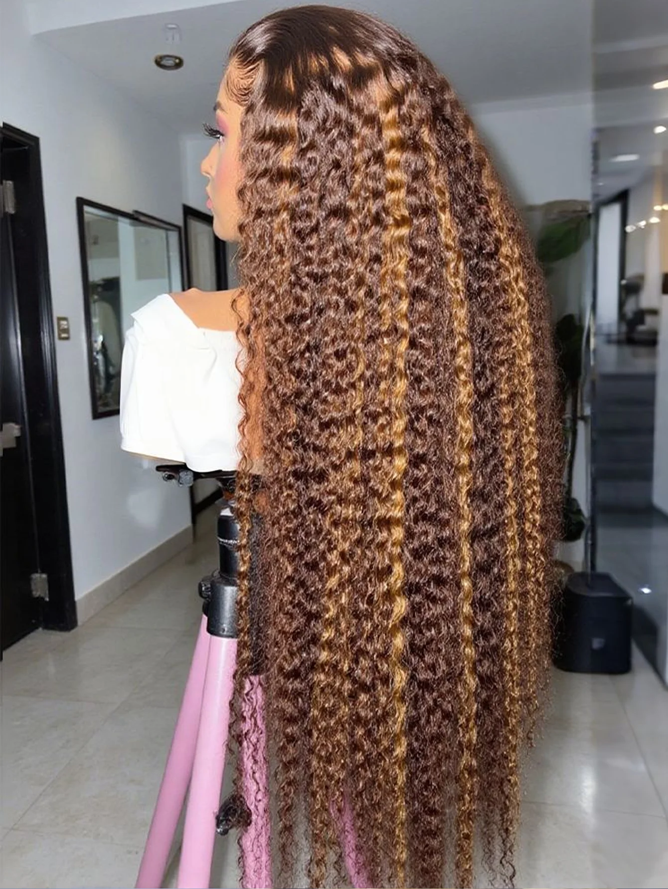 Peluca con malla Frontal ombré de 30 pulgadas, cabello humano ondulado profundo 13x4 HD, pelucas frontales de encaje rubio miel P4/27, peluca de cabello humano rizado