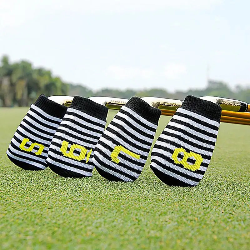 Golf Club Head Covers 10Pcs Golf Iron Covers Knitted Socks Shape Golf Putter Headcovers Club Head Protector with Number Tag