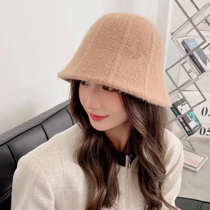 MAXSITI U Winter Bucket Hat for women Simple Versatile Basin Hat Warm Knitted Bucket hat women hat