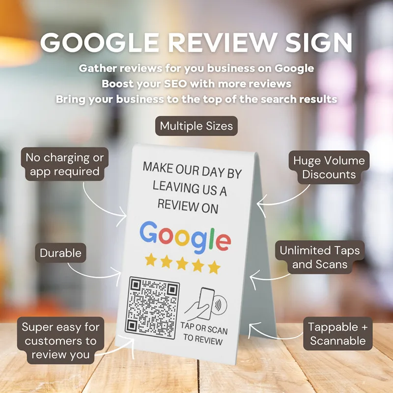 Custom NFC Google Review Sign with QR Code Acrylic Social Media Plate Google Review Card Promote Your Business Dropshipping