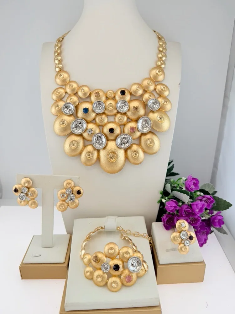 Stunning Ball Shape Brazilian Jewelry set with Rhinestone Fancy llaveros Collar Pulseras pin Pendient tentacles Anillo 4PC Set