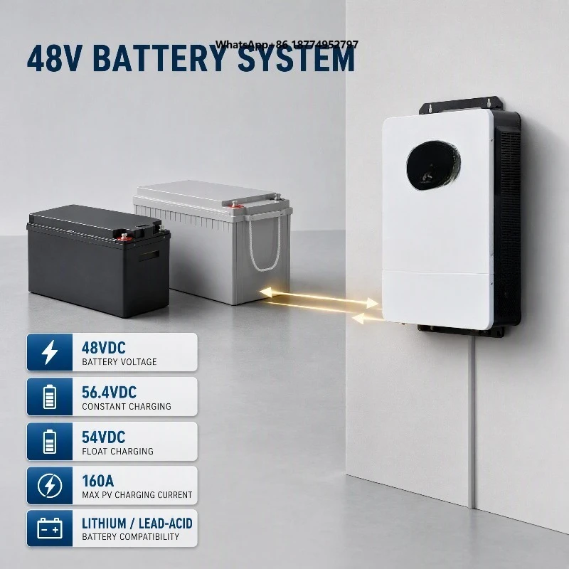 10.2KW Hybrid Inverter 48V 230VAC with Dual 500V PV Input 99% Efficiency Solar Charge Inverter for Home Backup Power