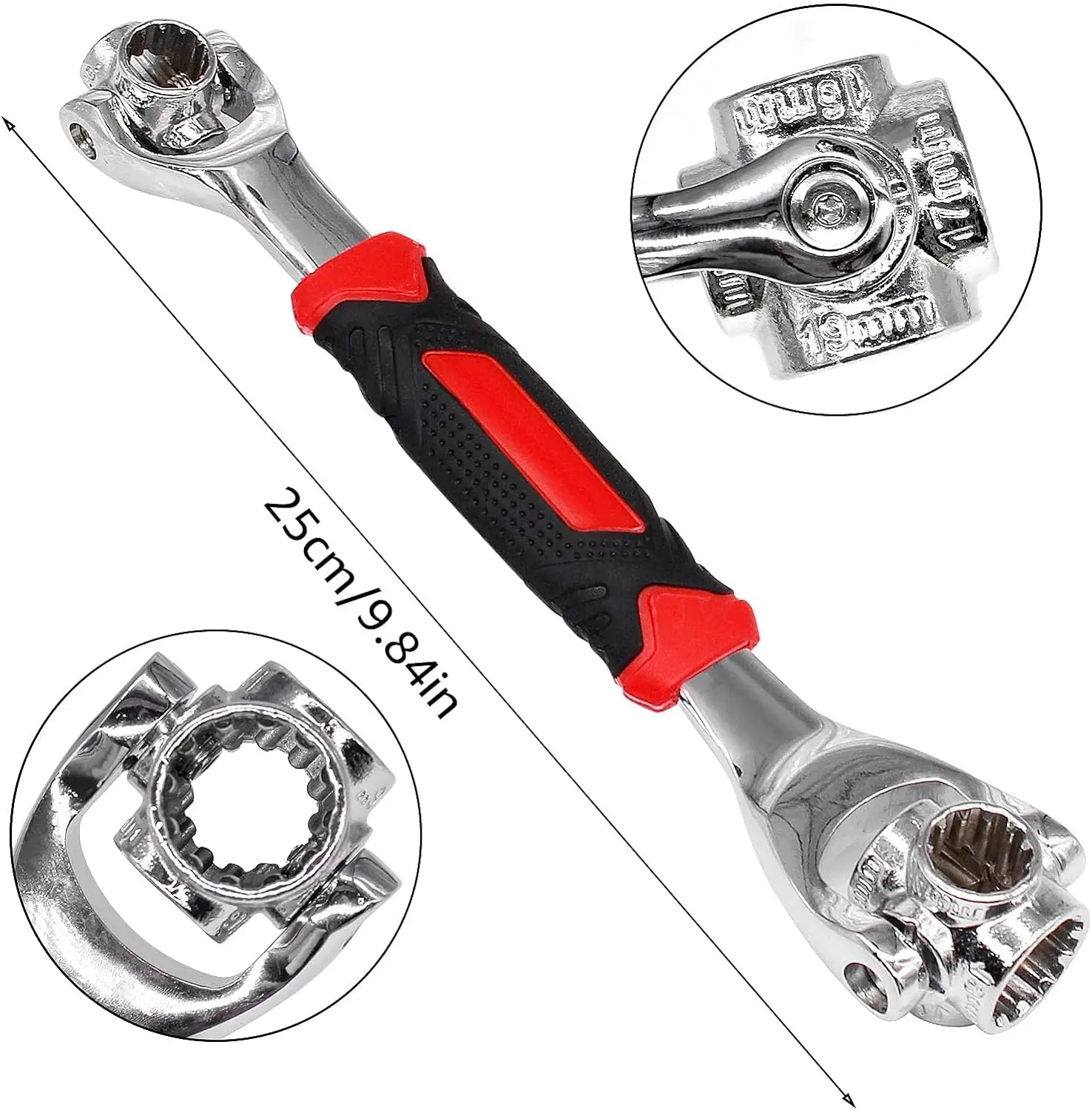 52 in 1 Socket Wrench, Stainless Steel Professional Multi-Functional Rotating Tools, 360 Degree Revolving Spanner