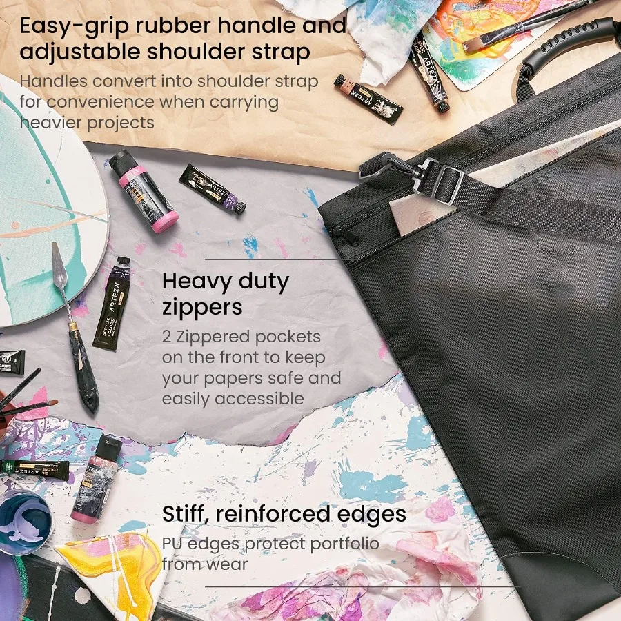 Large Soft Art Storage Folder for Artwork Organization 20 x 26 Inches Black Ideal for Artists and Creatives to Safely Store and