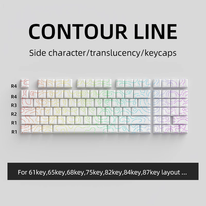 

PBT Contour Line Keycaps for Magnetic Keyboard,98 Keys Double Shot Keycaps Side Light for MX Mechanical Switch Gaming Keyboard