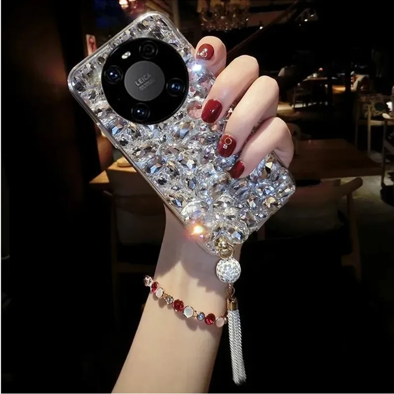 

Glitter Diamond Tassel Pendant Case, Bling Rhinestone Luxury Cover, For Huawei Mate 60, Mate50, Mate40, Mate30, P50, P40, Nova10