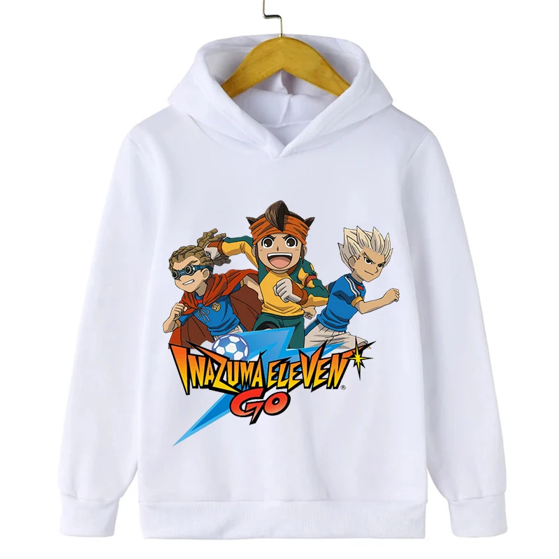 Inazuma Eleven Go Print Hoodie for Children Anime Cartoon Hooded Sweatshirt Boys Girls Winter Fashion Warm Clothing Kids Clothes