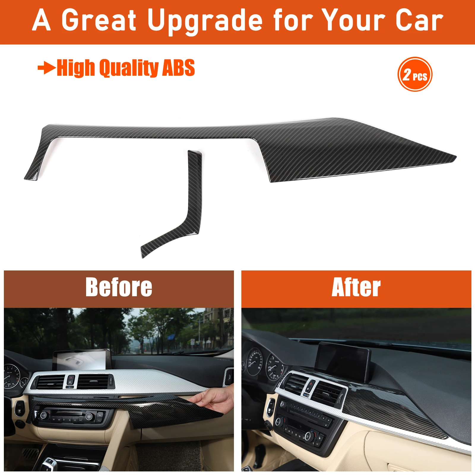 ABS لوحة القيادة غطاء لوحة الكسوة ملصقات (الجانب الأيسر) لسيارات BMW 3 Series 2013 2014 2015 2016 2017 2018 2019 F30 اكسسوارات السيارات #3