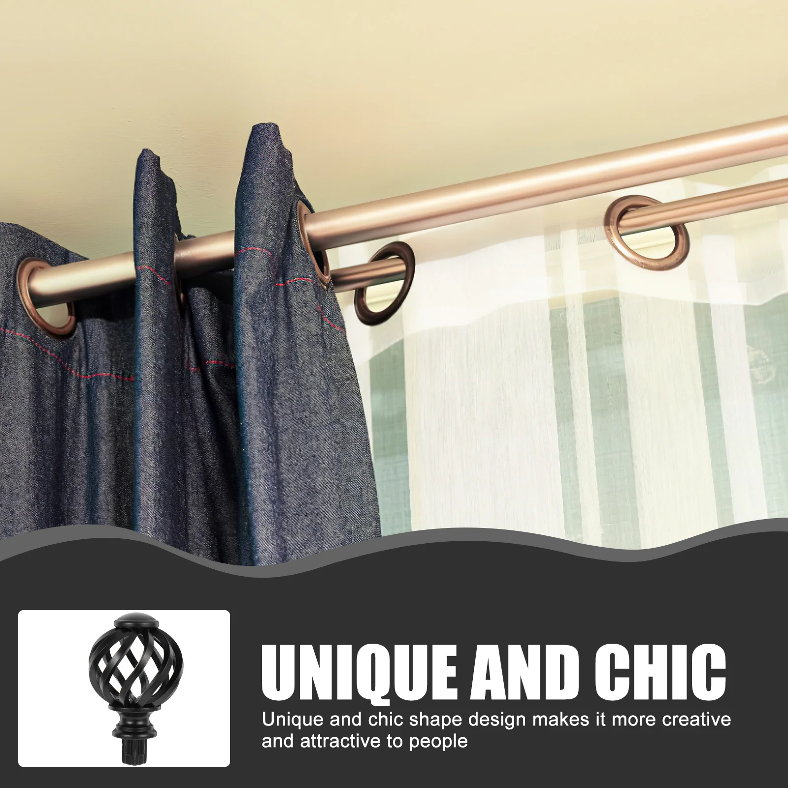 

2pcs Curtain Rod Finials Decorative End Cap For Window Curtain Pole Vintage Style Drapery Rod Fitting Home Hotel Decoration