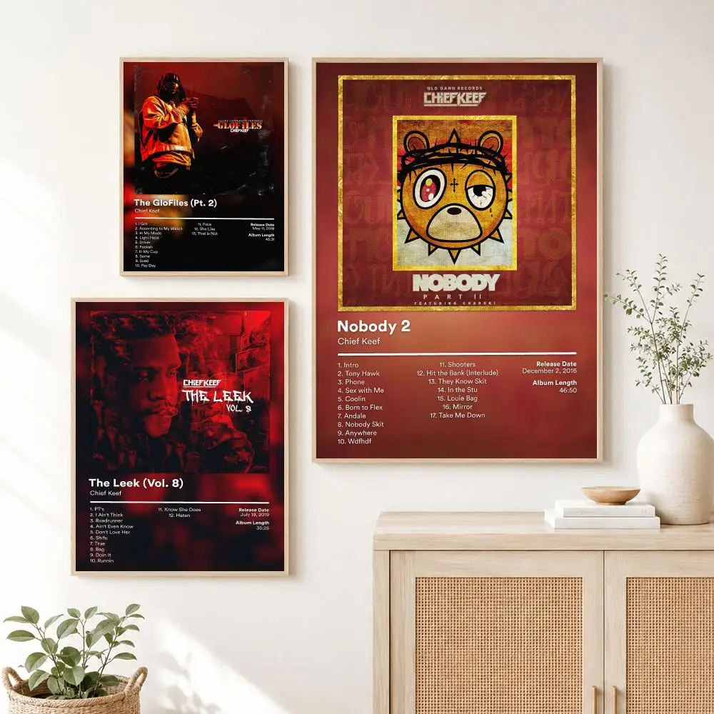 Pop Singer Chief Keef Album Poster Self Adhesive Wall Art Decor for Bedroom Living Room Office Home Halloween Gift