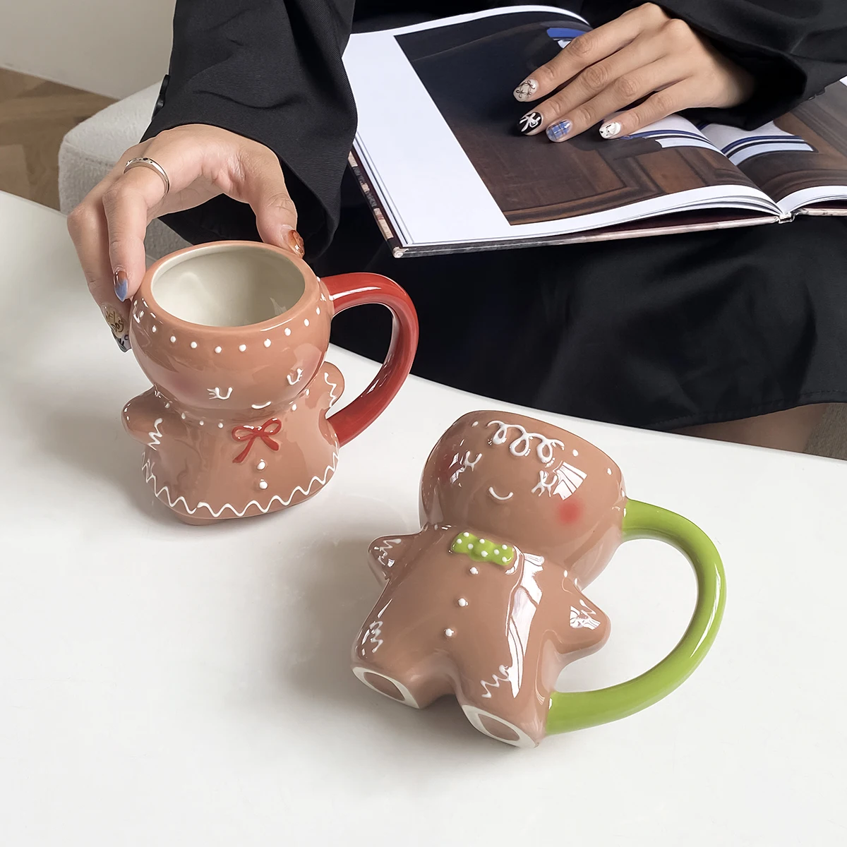 1 قطعة 320 مللي التصميم الأصلي لطيف الزنجبيل رجل السيراميك القدح ، لطيف الكرتون نمط فنجان القهوة كوب حليب ، مناسبة للديكور المنزل ، عطلة كوب الشرب كوب الإفطار عالي المظهر كوب لاتيه ، هدية عيد الميلاد ، هدية هدية هدية