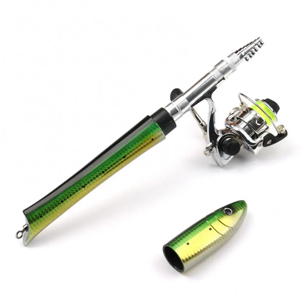 Telescopic Fishing Rod Portable Telescopic Rod Mini Fishing Rod Fish Shape Spinning Casting Reel Kits Fishing Equipment