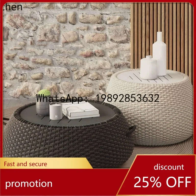

YFY Outdoor Rattan Sofa Chair Garden Courtyard Balcony Cafe Coffee Table Outdoor Leisure Simple Furniture