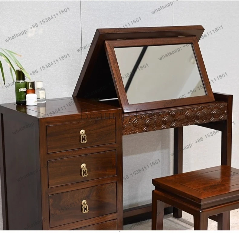 Flip Dressing Table Chest of Drawers Vintage Makeup Table Bedroom Multifunctional Desk All Solid Wood Storage Table