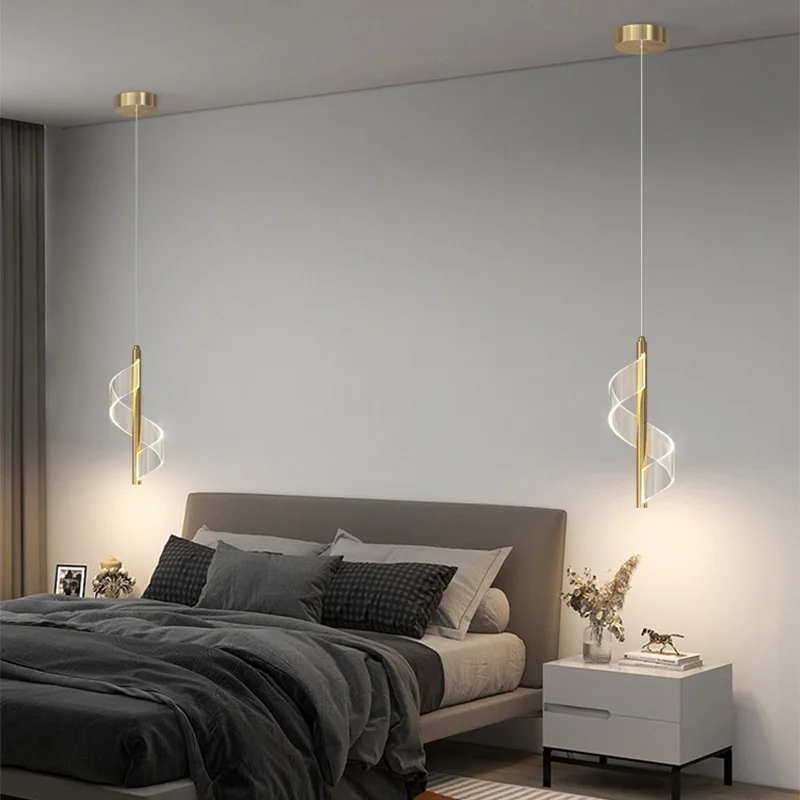 Creatieve En Gepersonaliseerde Kunst Slaapkamer Bed Kleine Kroonluchter Nordic Modern Licht Luxe Woonkamer Achtergrond Muur Lange Lijn