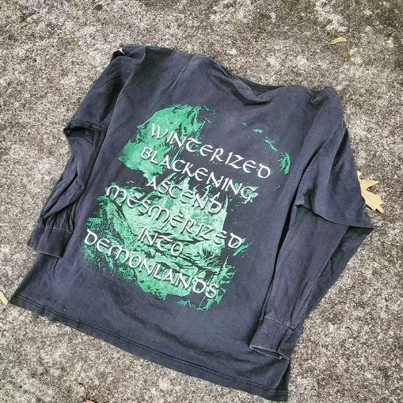 

Y2k Винтаж Хип-Хоп Streetwea Промытая Старая Повседневная Винтажная Группа Панк Рок Oversize Графика Топы С Длинными Рукавами Футболка Для Мужчин