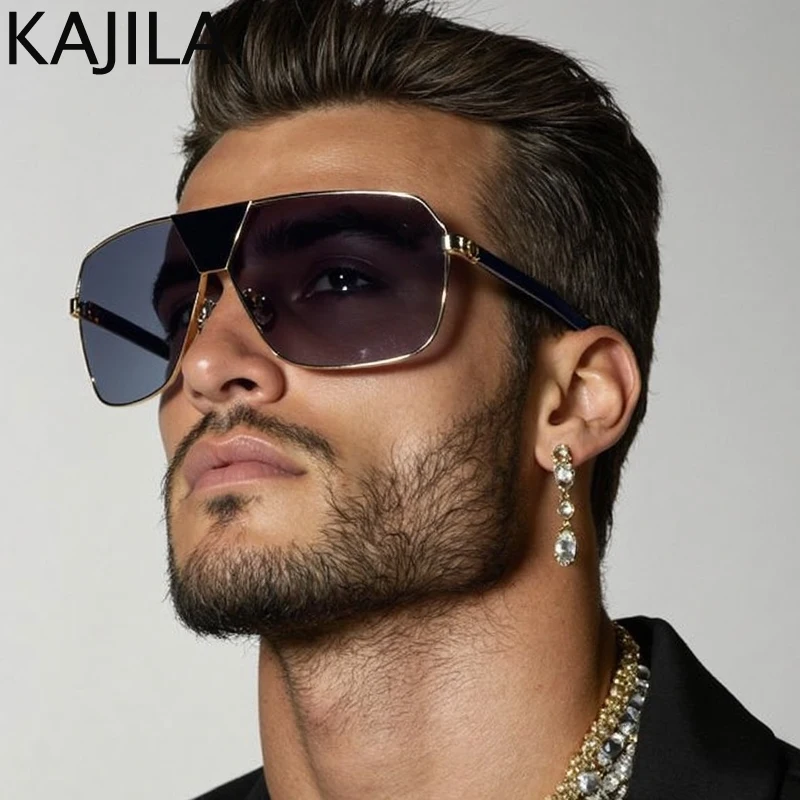 

Steampunk Oversized Rectangle Shield Sunglasses Men 2025 Luxury Brand Trendy Windproof Pilot Sun Glasses For Male Punk Goggle