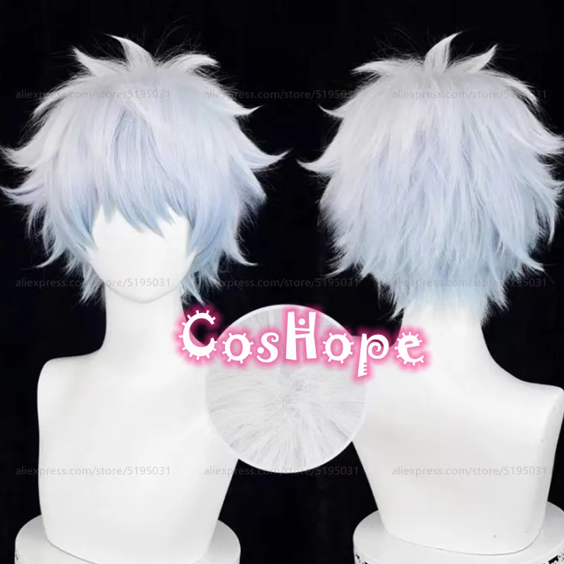 Sakata Gintoki Cosplay Wig 30cm Short Silver Blue Gradient Wig Cosplay Anime Cosplay Wigs Heat Resistant Synthetic Wigs