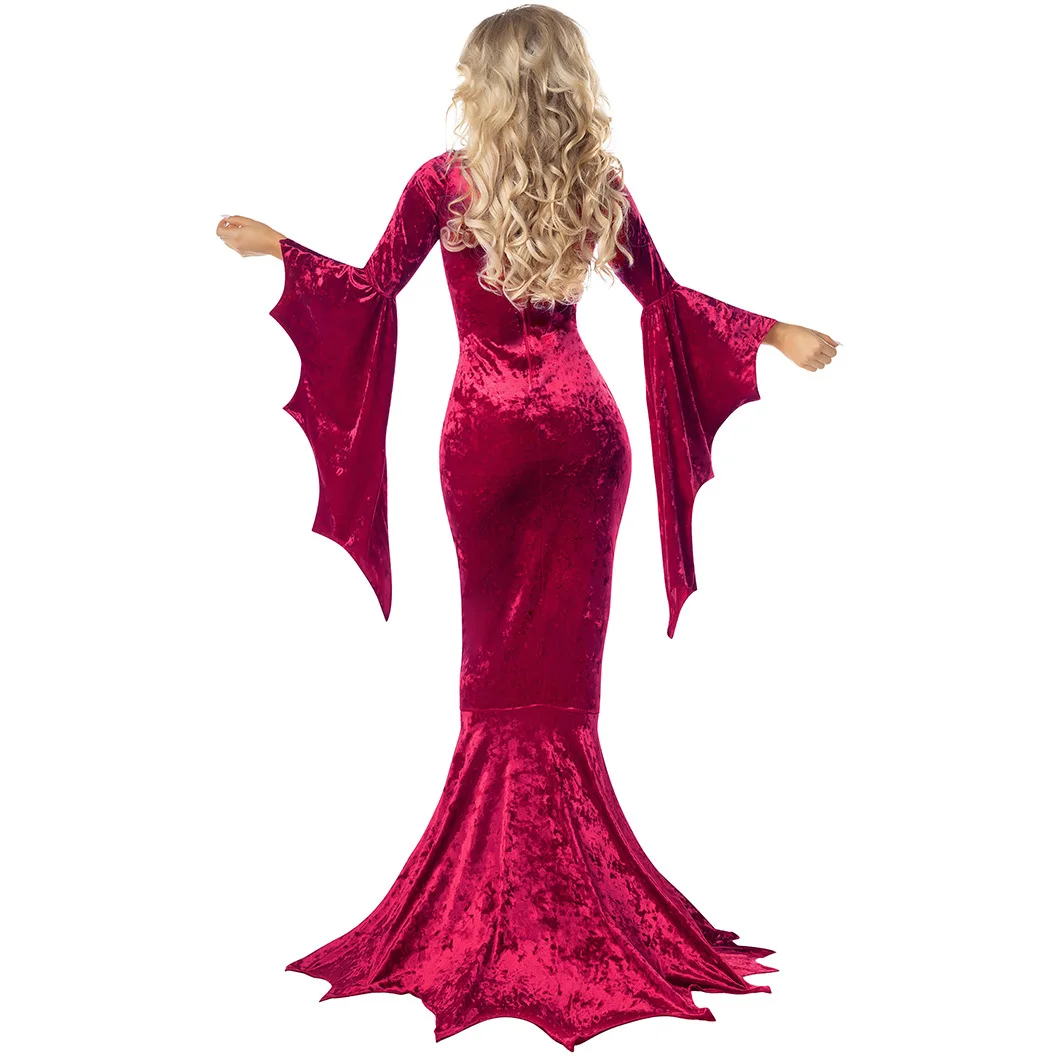Costume d'halloween de chauve-souris de sorcière gothique, vêtements de spectacle sur scène, jupe longue de bal masqué, vêtements ethniques traditionnels pour femmes...