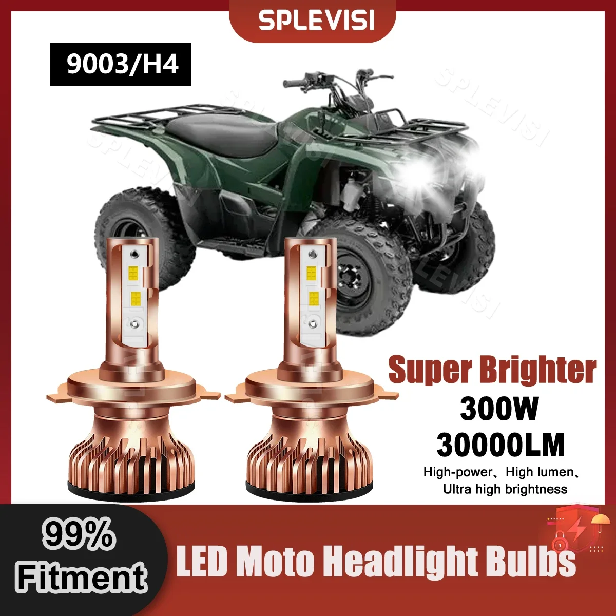 

2PCS H4/9003 Super Brighter LED Headlight 12PCS CSP CHIP 30000LM 300W 9V-24V ATV Fit For Yamaha Grizzly 300 2014 YFM300D