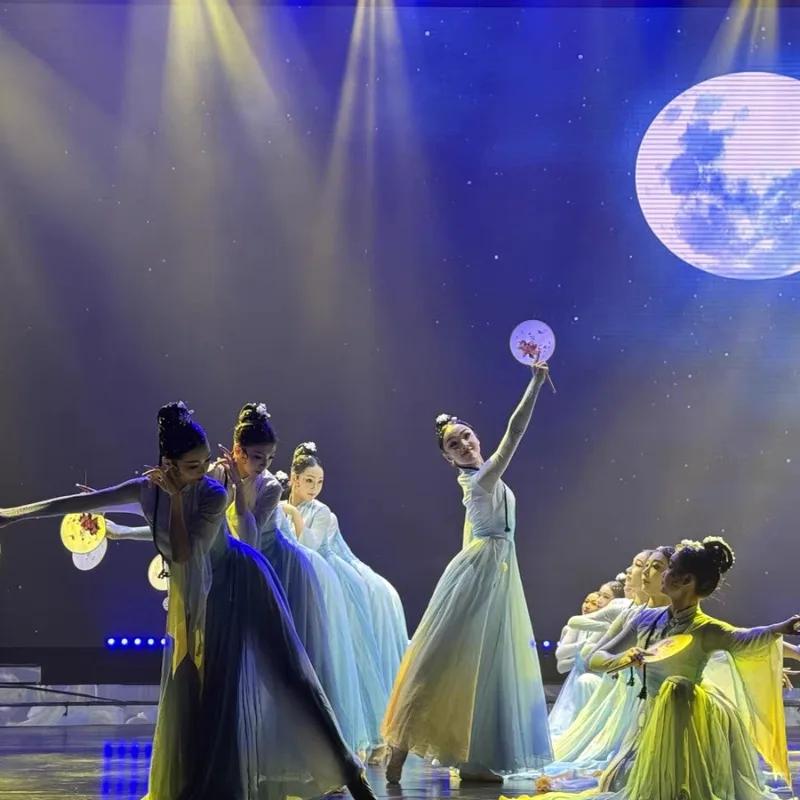 Chinese Style Elegant Big Skirt Art Test Costume Children's Classical Dance Costume