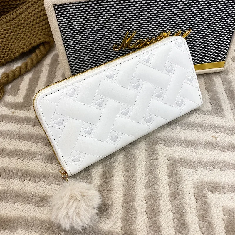 New women's wallet 2024 summer indentation medium and long clutch bag trendy love change mobile phone bag