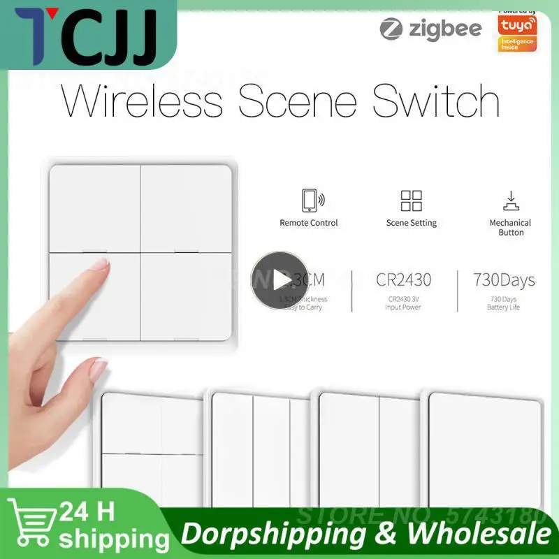 Tuya Smart 3.0 Wireless 12 Scene Wall Switch Push Button Controller Paste Type Smart Automation Via Alexa Home