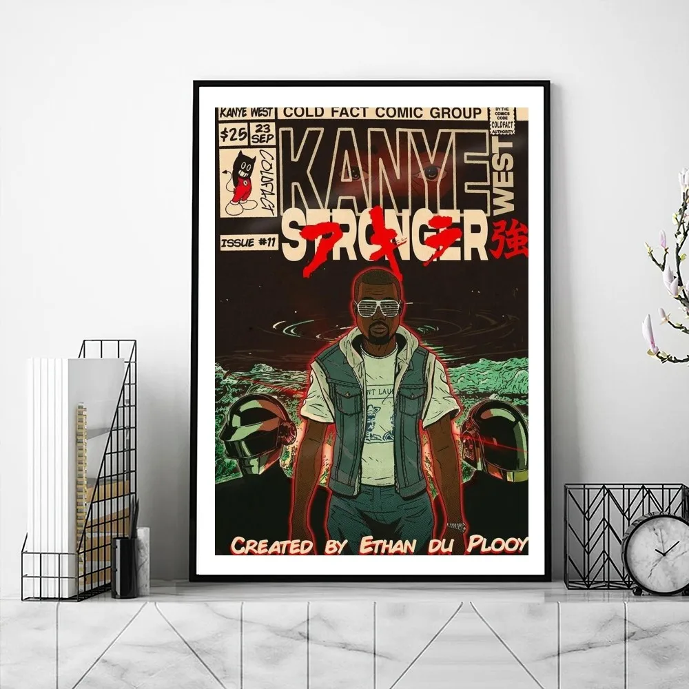 Kanye West Rapper Poster Gallery Prints Painting, Wall Canvas Pictures, Living Room Sticker