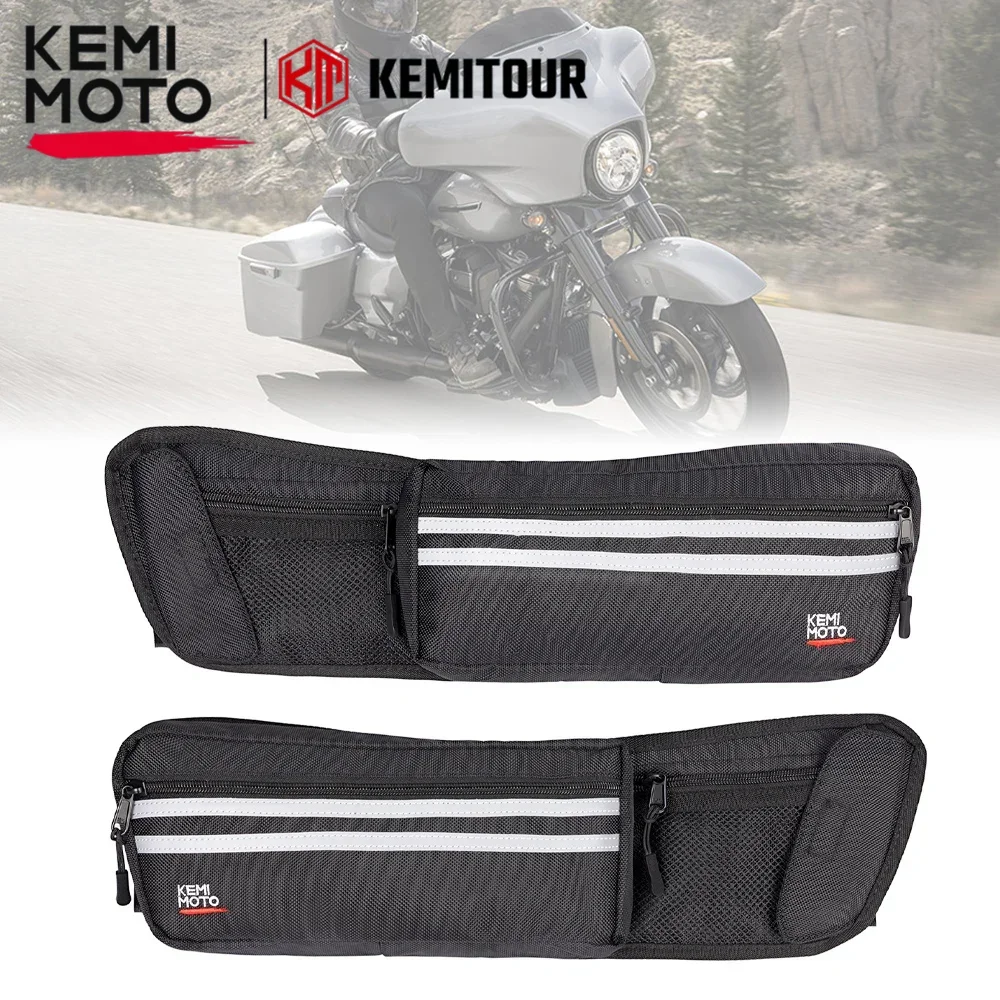 KEMIMOTO Saddlebag Lid Organizers 2 Pack Storeage for Touring Street Glide Road King Road Glide Electra Glide FLT FLH 2014-2024