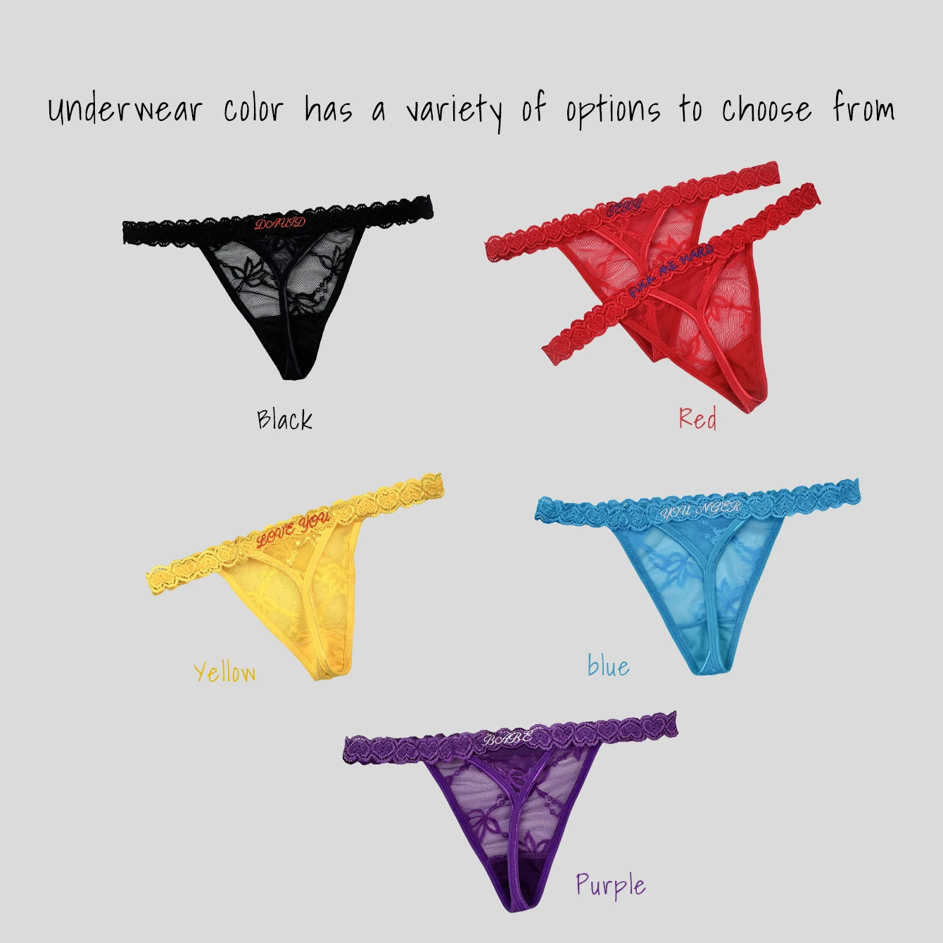 سراويل داخلية من الدانتيل للنساء سراويل داخلية مطرزة حسب الطلب منخفضة الخصر ملابس داخلية ناعمة ومريحة سراويل يومية