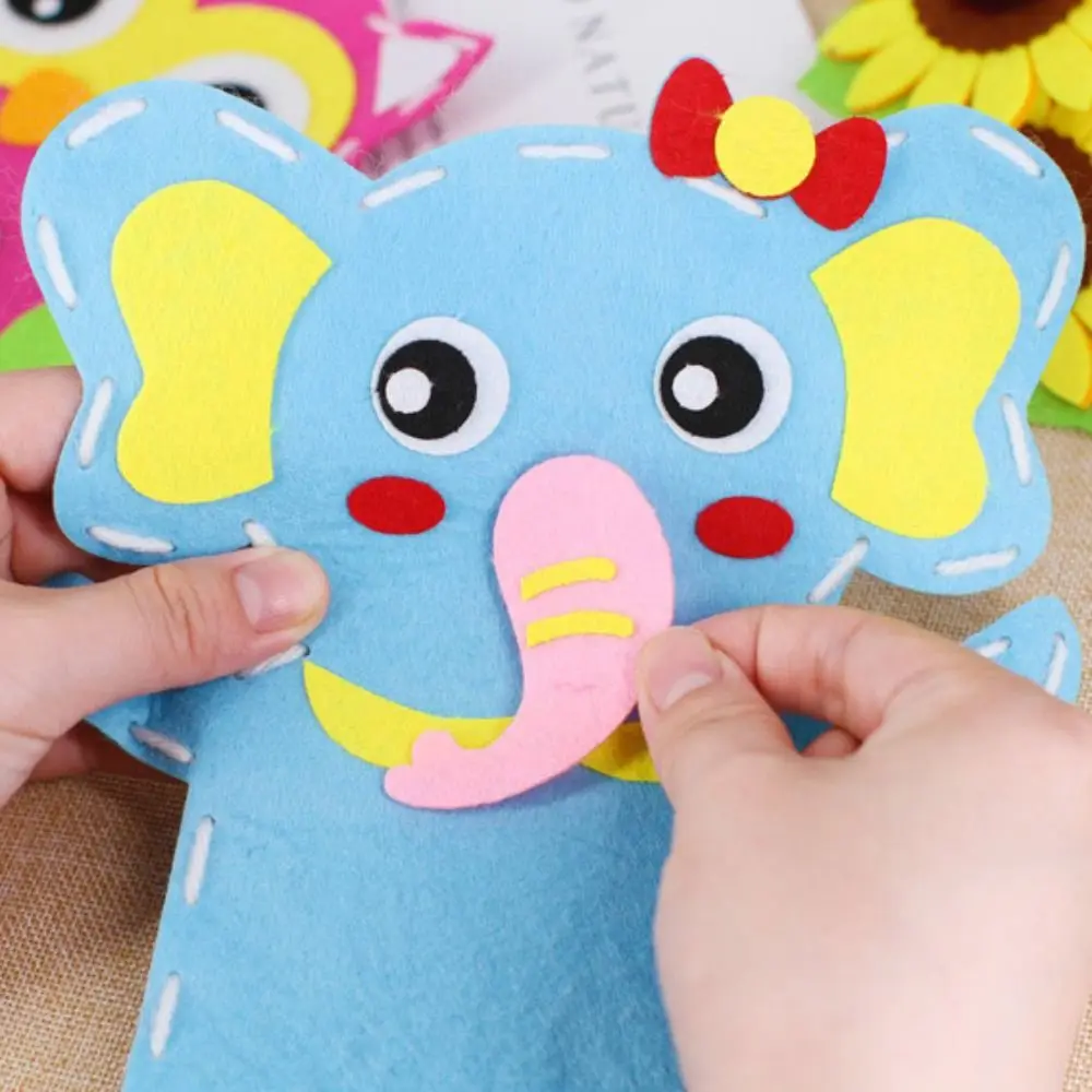 Marionetas de mano no tejidas de dibujos animados para niños, juguetes artesanales de plástico de nailon, material didáctico de animales, herramientas de enseñanza para guardería