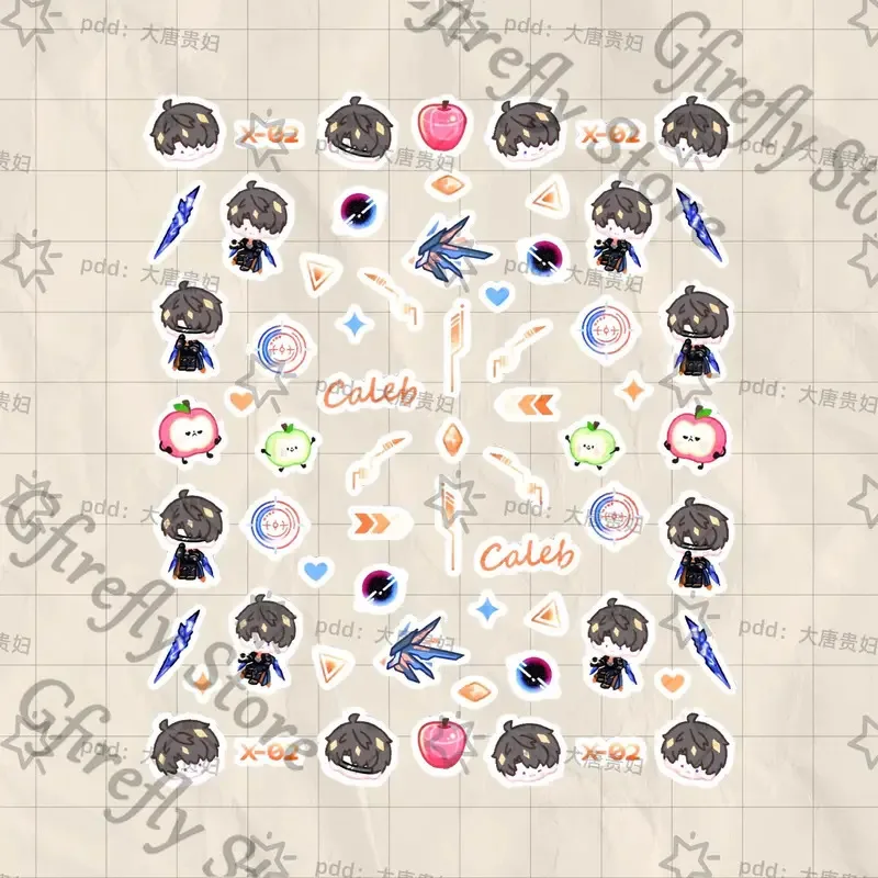 Love and Deepspace Caleb Penholder Sticker Q Version Manicure Decorate Nails Paster Relief Cute Decals Anime Gift