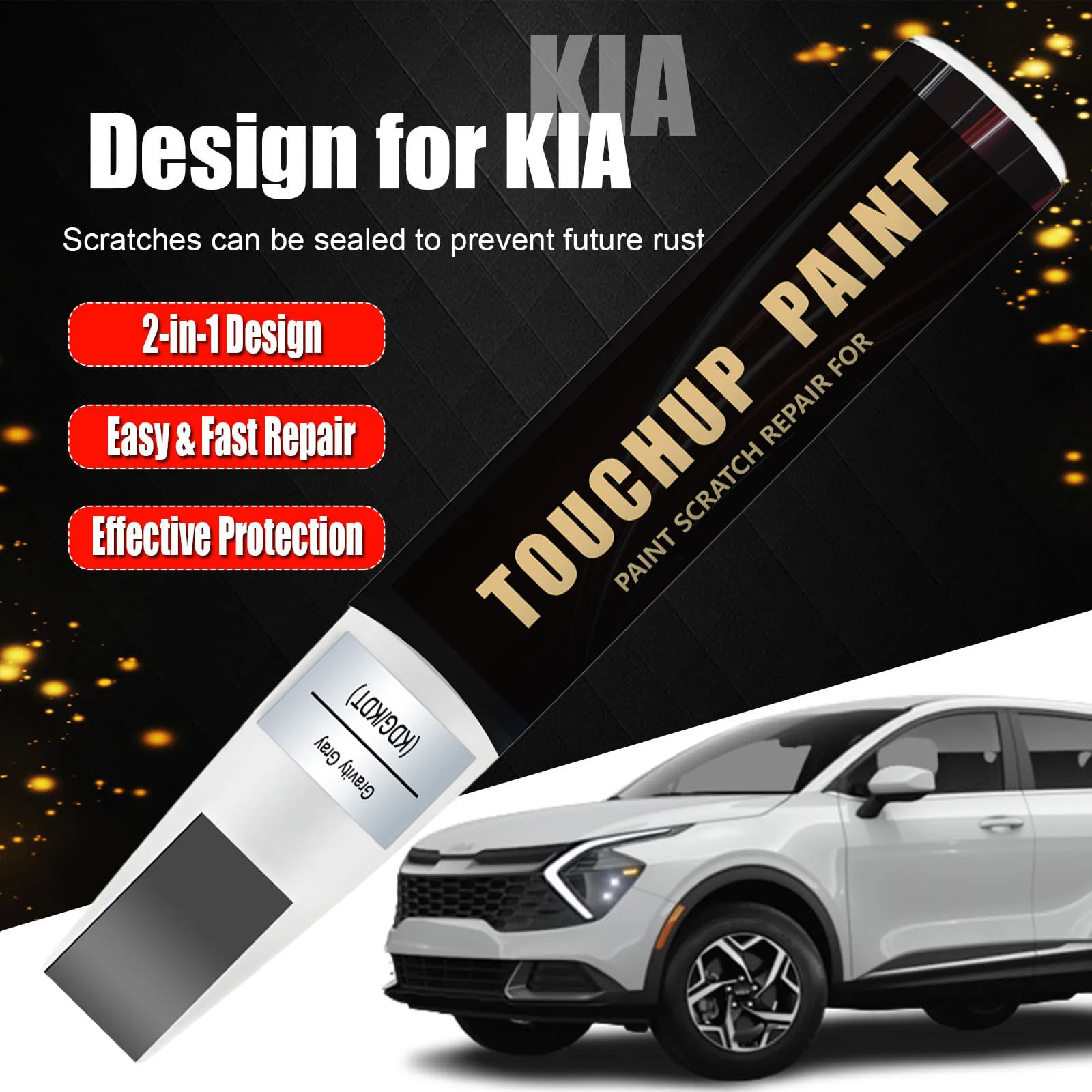 Touch Up Paint(Gravity Gray(KDG/KDT)) for Kia Car Paint Scratch Repair Kit, Quick & Easy Solution to Repair Car