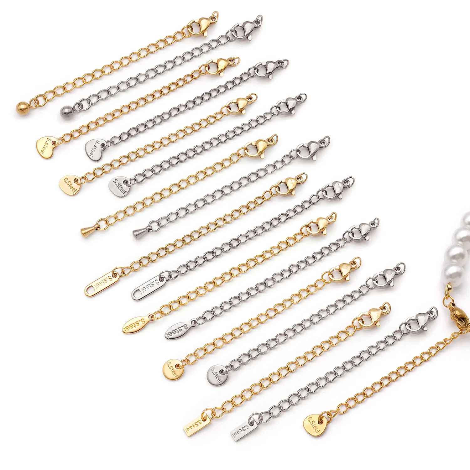 5 stücke Edelstahl Verlängerung Ketten Armband Halskette Verlängerung Schwanz Kette Stecker Für DIY Schmuck Machen Zubehör
