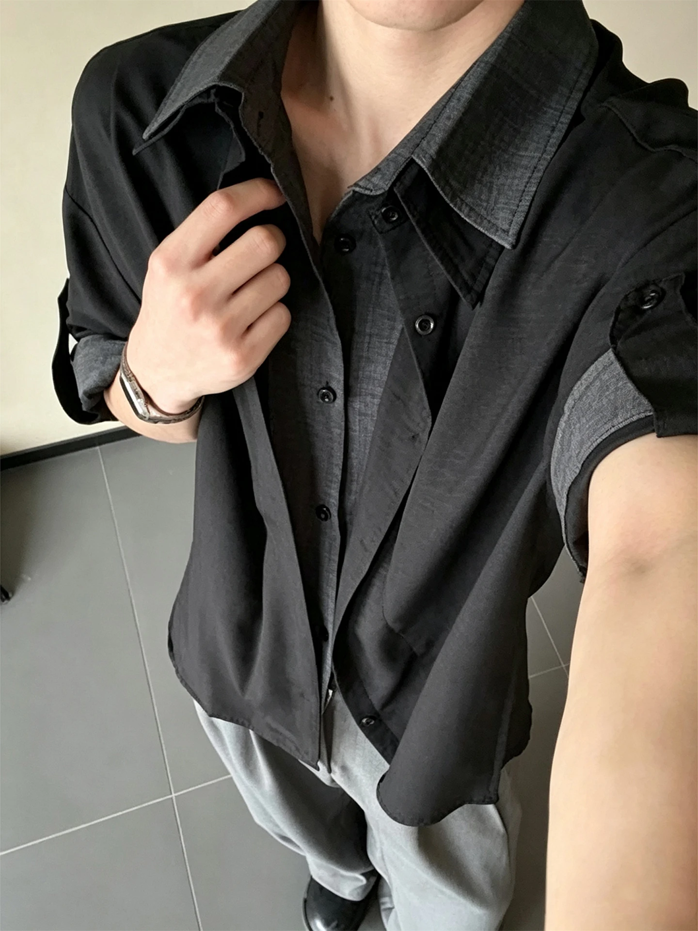 Lightweight Linen Short Sleeve Shirt Casual Loose Summer Outerwear Anti-Uv Men's Standard Fit Button up Shirt Cleanfit Style